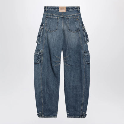 The Attico Fern washed blue cargo trousers