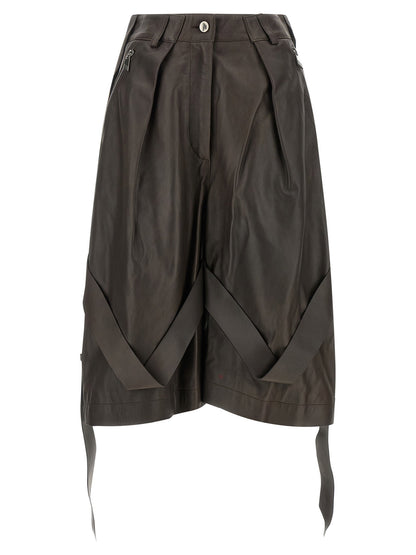 The Attico Brown Leather Bermuda Shorts