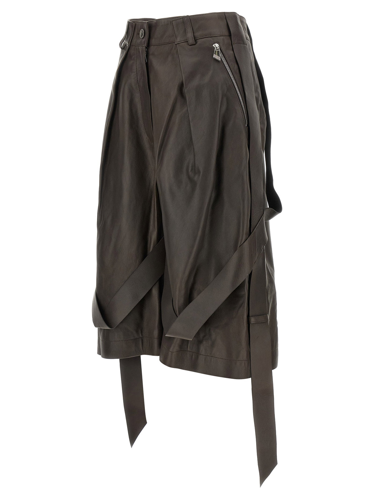 The Attico Brown Leather Bermuda Shorts