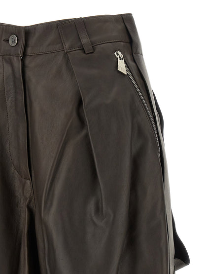 The Attico Brown Leather Bermuda Shorts