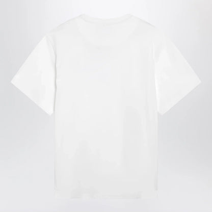 The Attico Oversized cotton jersey T-shirt with cutout hem, white