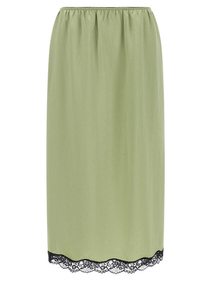 Twin Set Satin Froissé And Lace Skirt