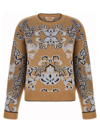 Twin Set Jacquard Wool Blend Sweater