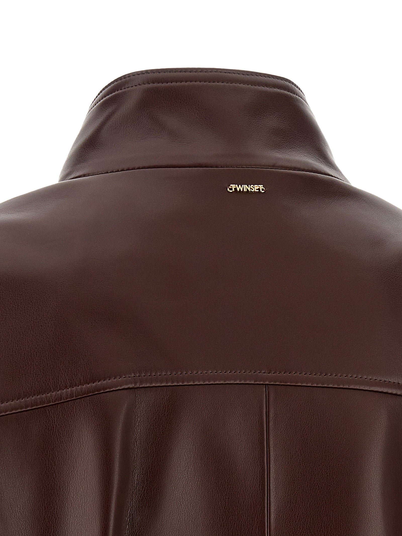 Twin Set Leather Effect Bomber Jacket