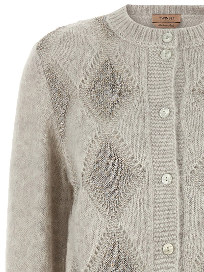 Twin Set Jacquard Diamond Cardigan
