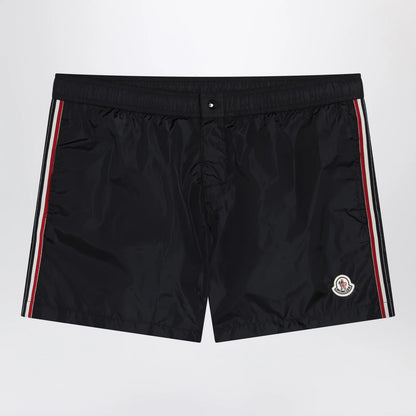 Moncler Black swim shorts with logo patch