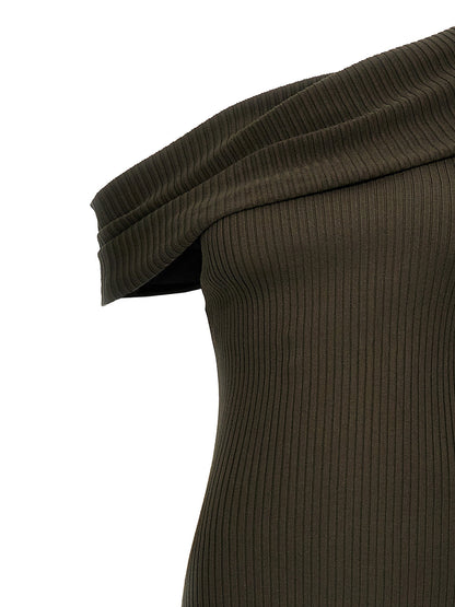 Courreges Twist Rib Knit Long Dress