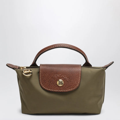 Longchamp Le Pliage Original Pebble clutch bag olive