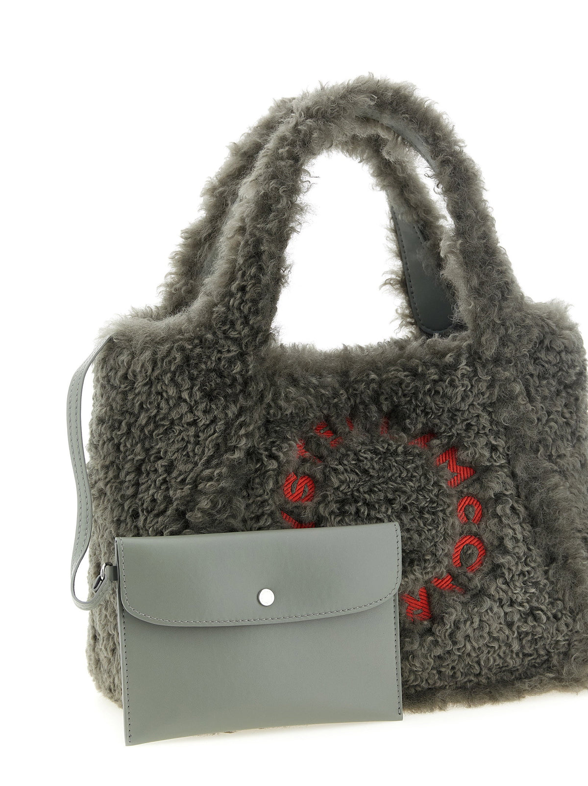 Stella Mccartney Shearling Logo Shopping Bag