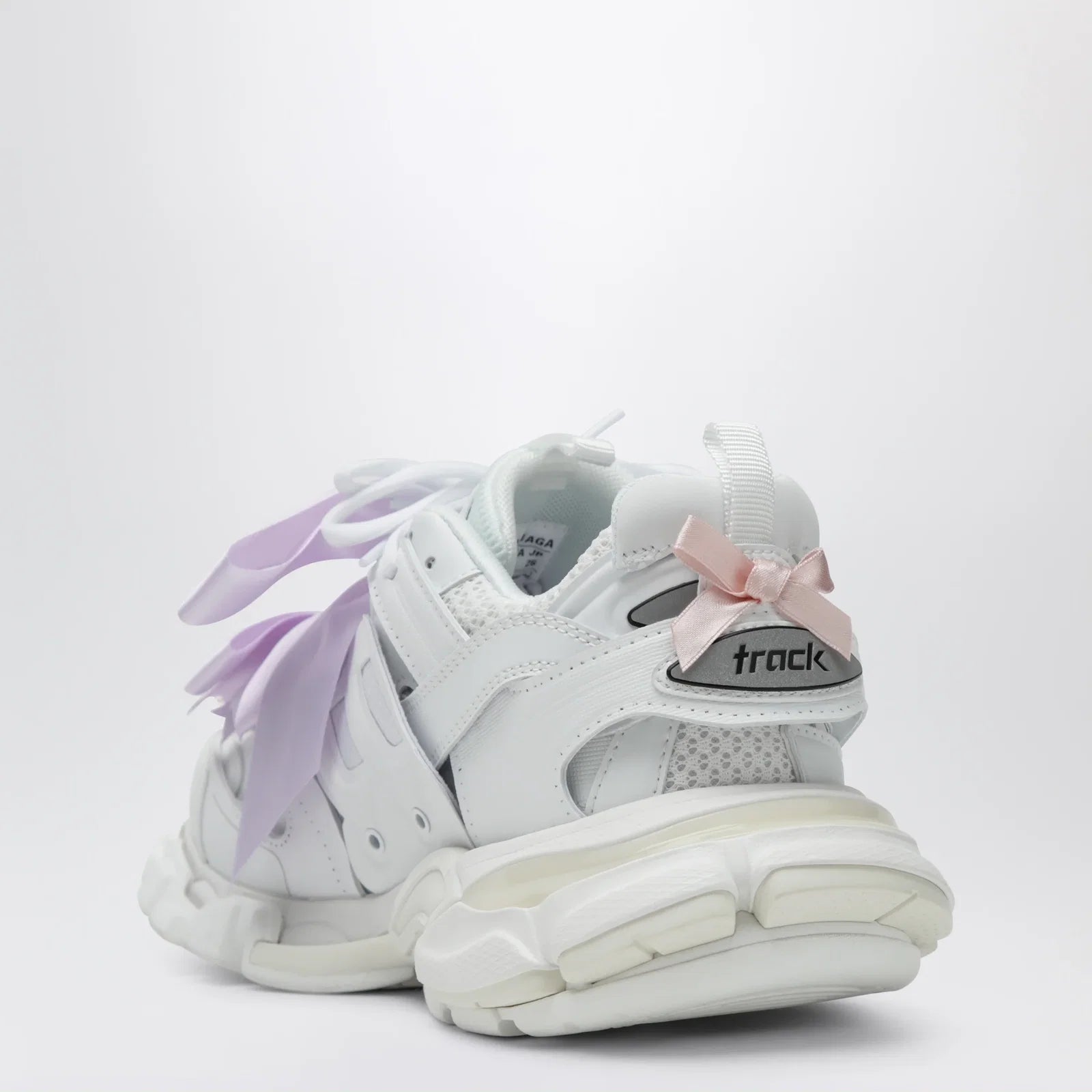 Balenciaga Track Bow Sneakers in mixed materials, white and pink