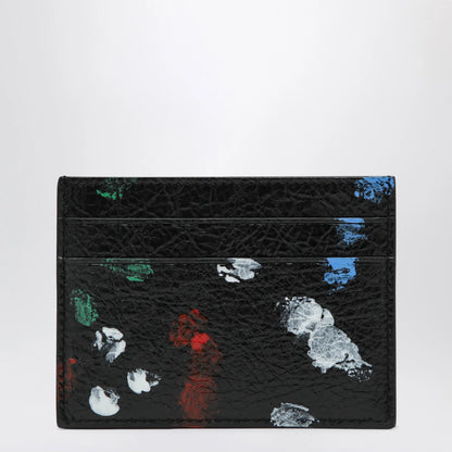 Balenciaga Cash leather card holder with painter’s print