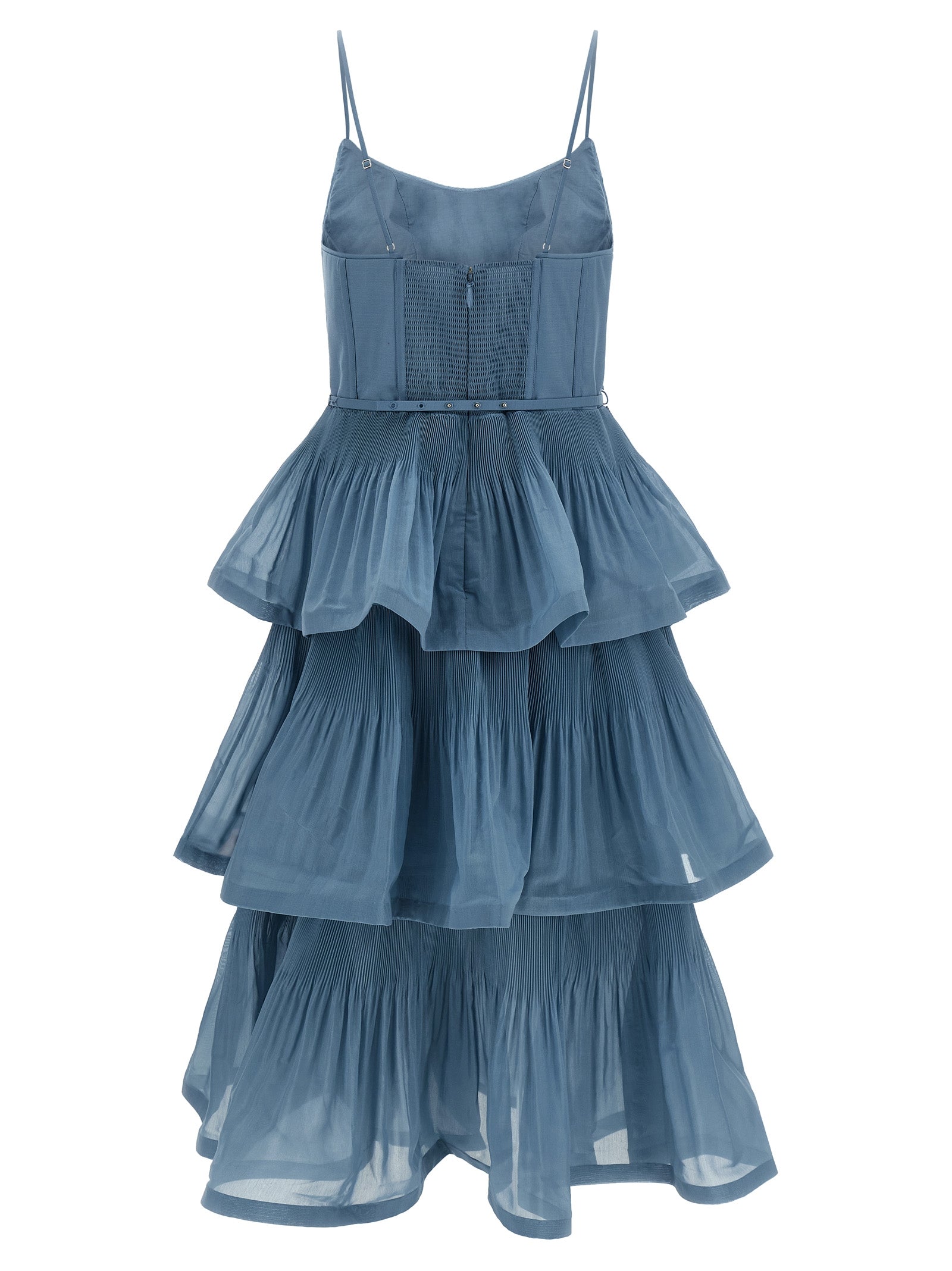 Zimmermann Pleated Tiered Midi Dress