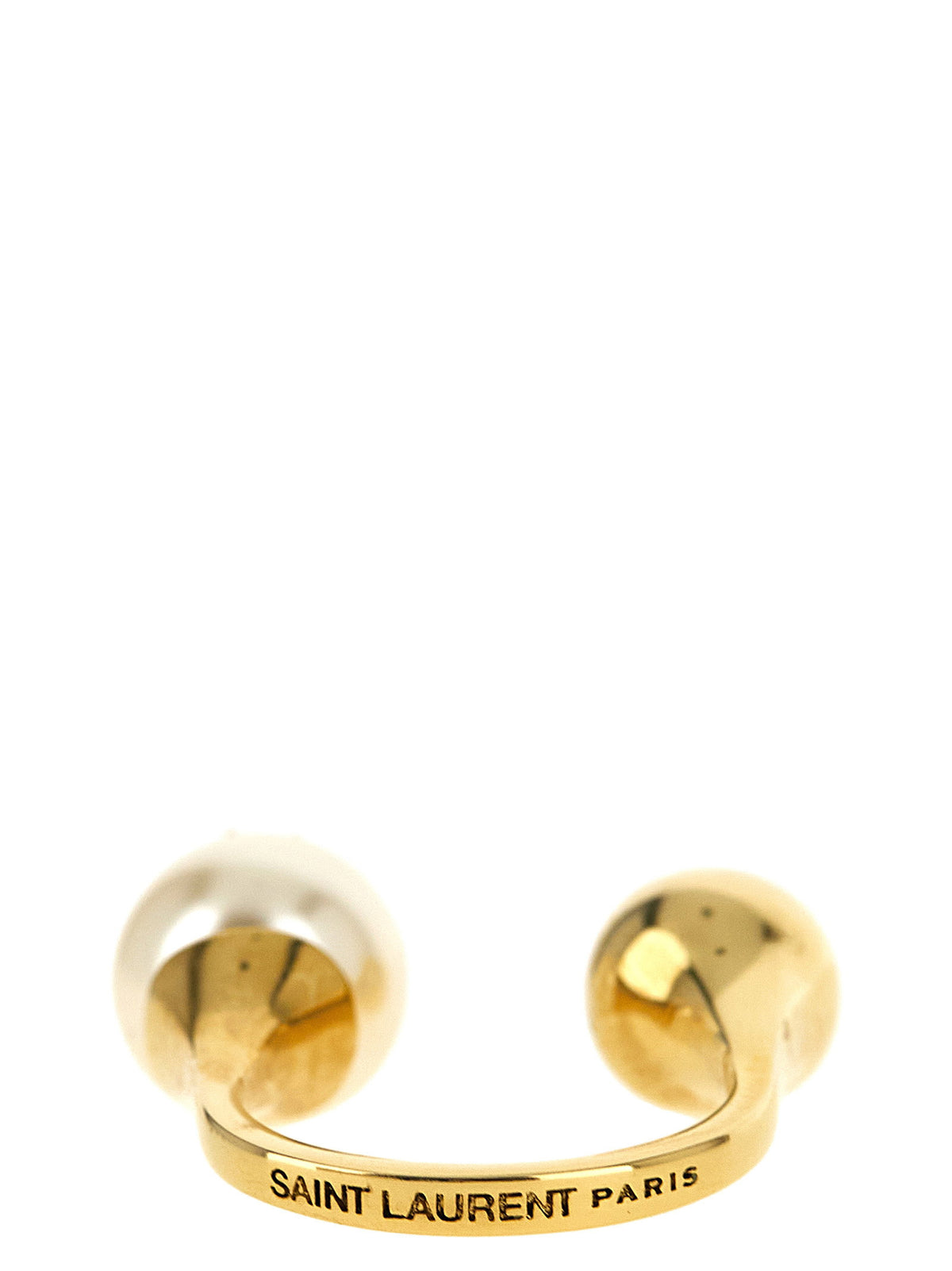Saint Laurent Cassandre Ring With Pearl And Sphere