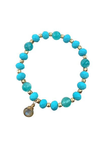 Gold and Blue Amazonite Bracelet with Labradorite