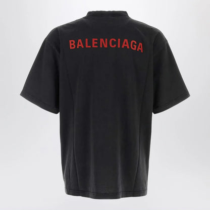 Balenciaga Light blue medium-fit T-shirt with logo