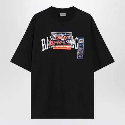 Balenciaga Bumper Stickers medium-fit cotton T-shirt in black