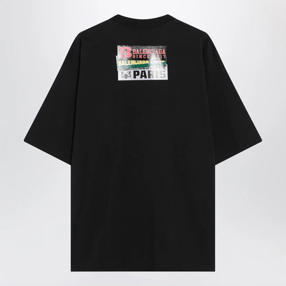Balenciaga Bumper Stickers medium-fit cotton T-shirt in black