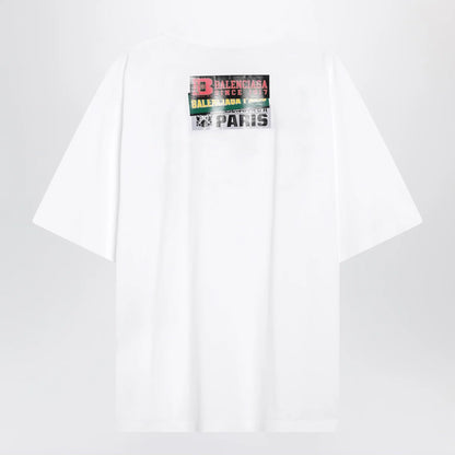 Balenciaga Bumper Stickers medium-fit cotton T-shirt in white