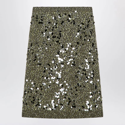 GUCCI Dark green viscose and tweed blend skirt
