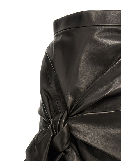 Alexander McQueen Maxi Bow Leather Skirt