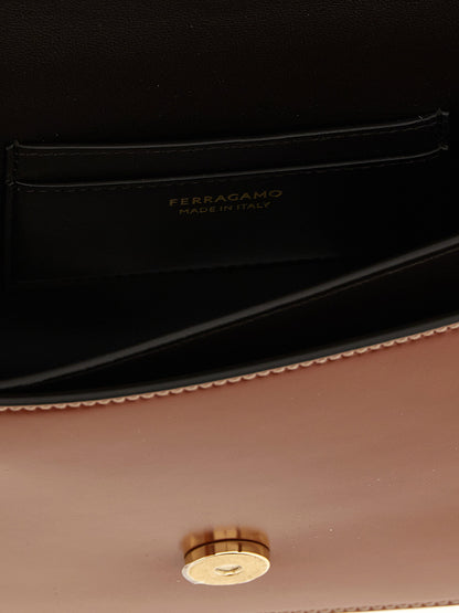 Ferragamo Double Gancini Closure Shoulder Bag