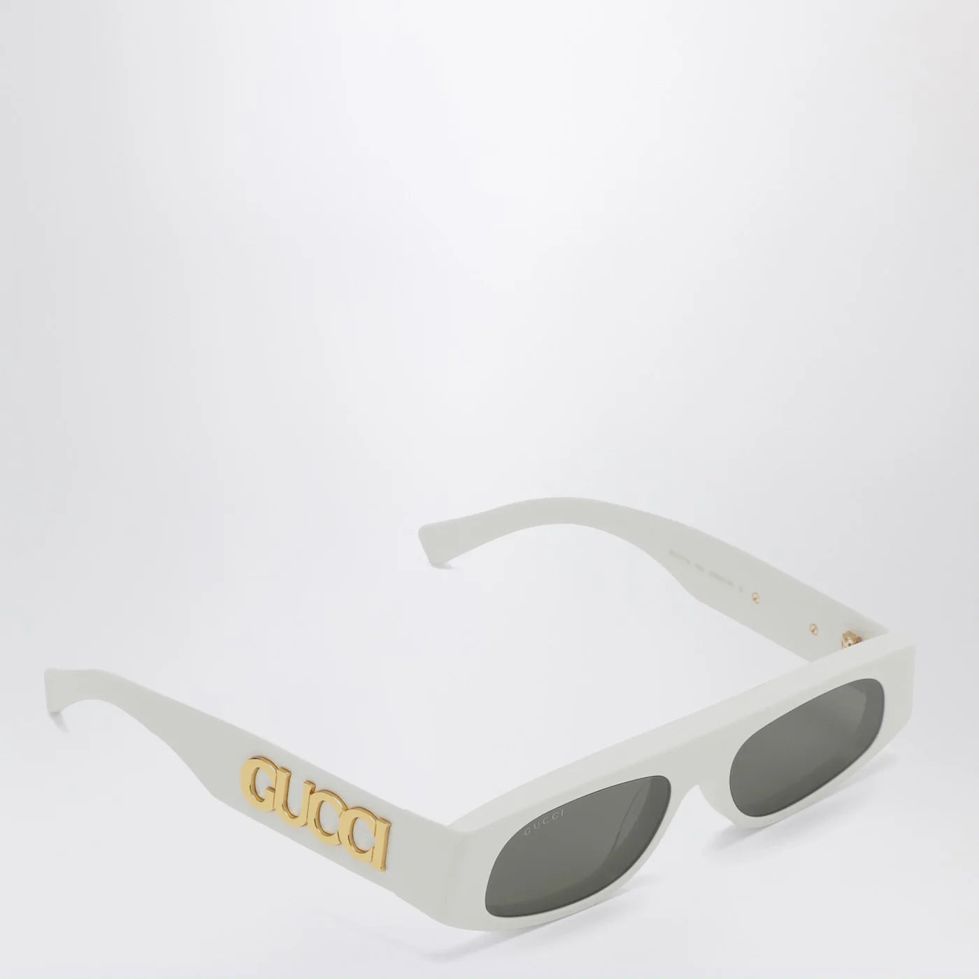 GUCCI White acetate geometric sunglasses