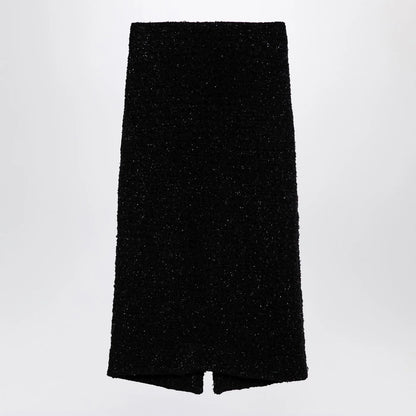 Balenciaga Black tweed midi skirt