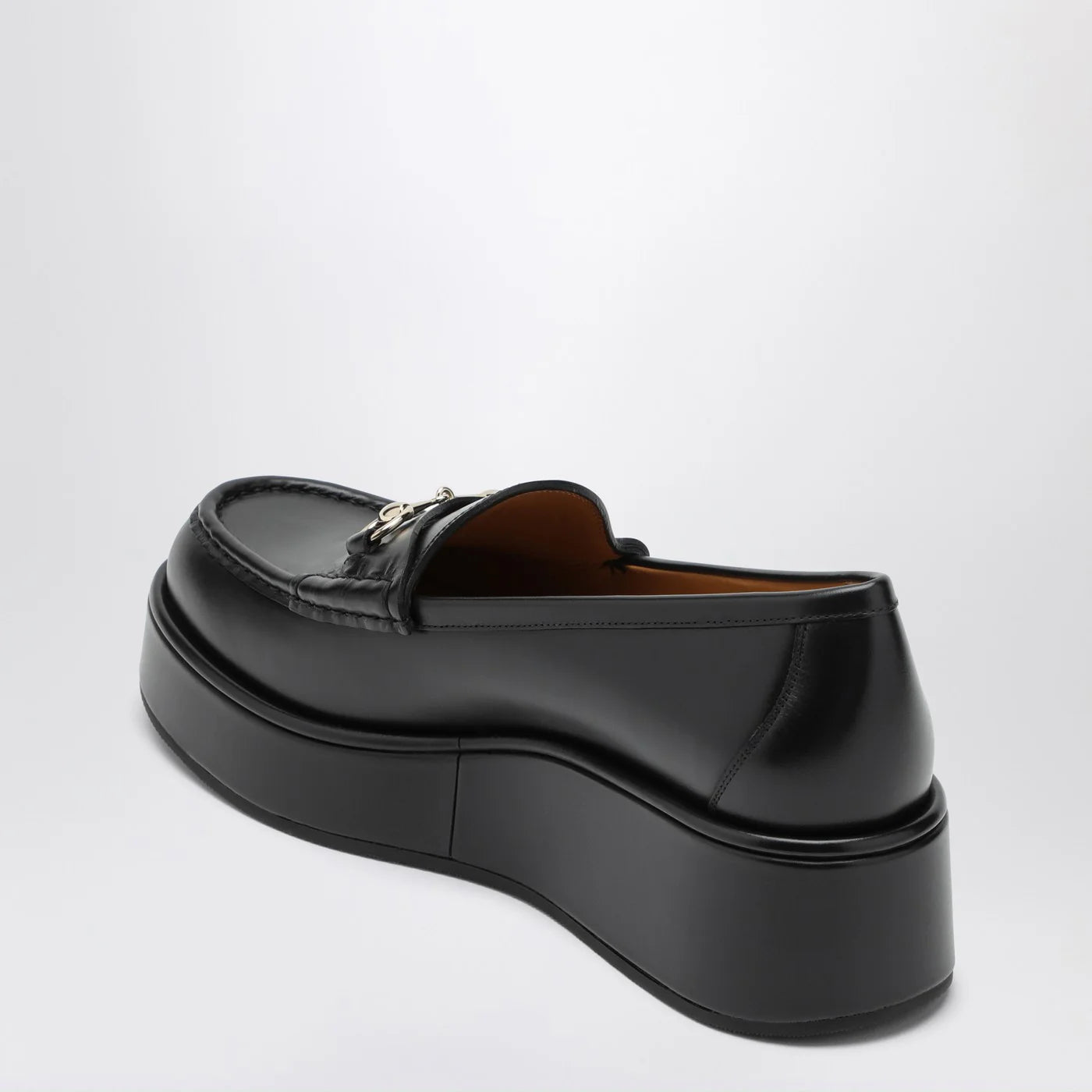GUCCI Black loafer with platform and Horsebitt