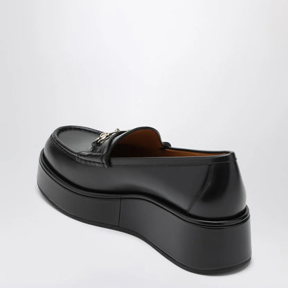 GUCCI Black loafer with platform and Horsebitt