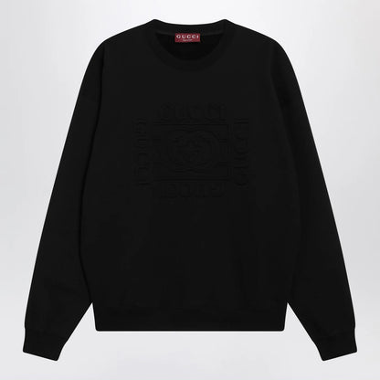 GUCCI Black brushed cotton jersey sweatshirt