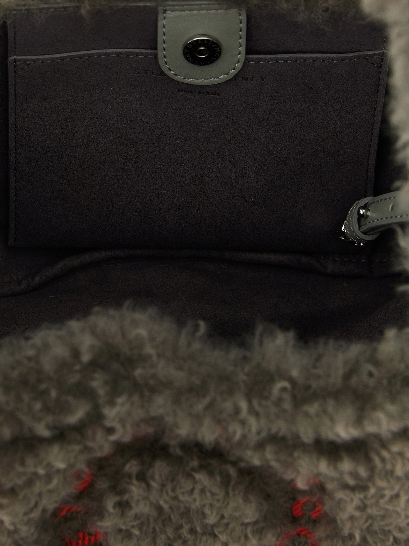 Stella Mccartney Shearling Logo Shoulder Bag