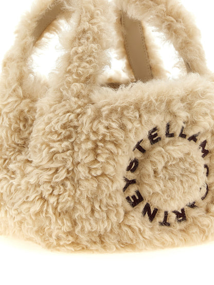 Stella Mccartney Shearling Logo Shoulder Bag