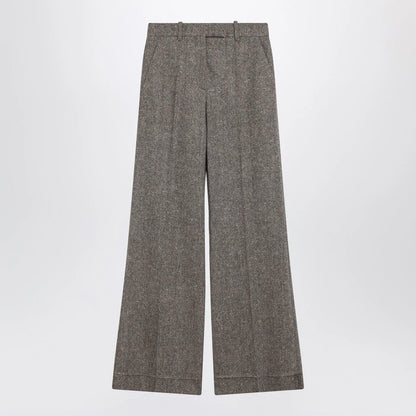 Valentino Ivory/brown patterned wool trousers