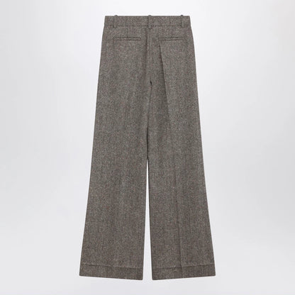 Valentino Ivory/brown patterned wool trousers