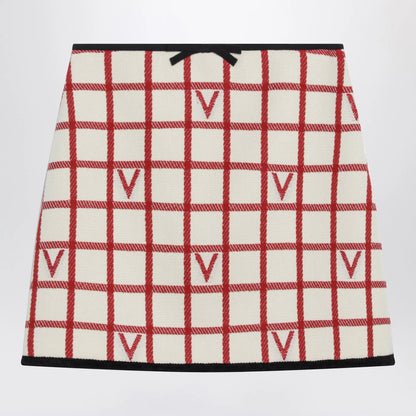 Valentino Ivory skirt with Check Vlogo pattern