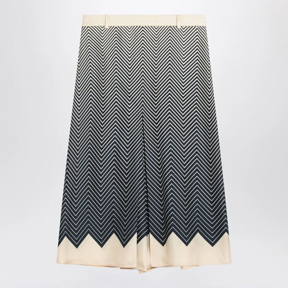 Valentino Blue/ivory silk skirt