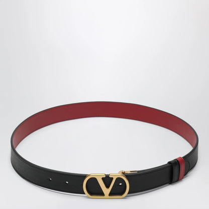 Valentino Garavani Reversible VLogo Signature belt in glossy calfskin black/red