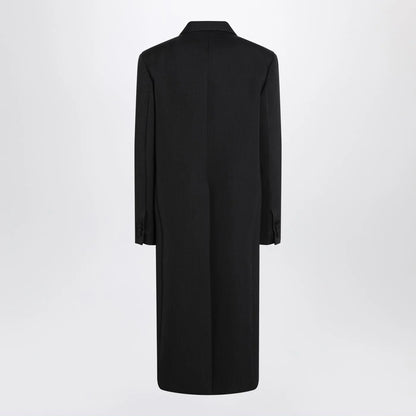 GUCCI Long double-breasted grey wool coat