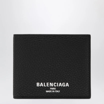 Balenciaga Black grained leather card holder with logo