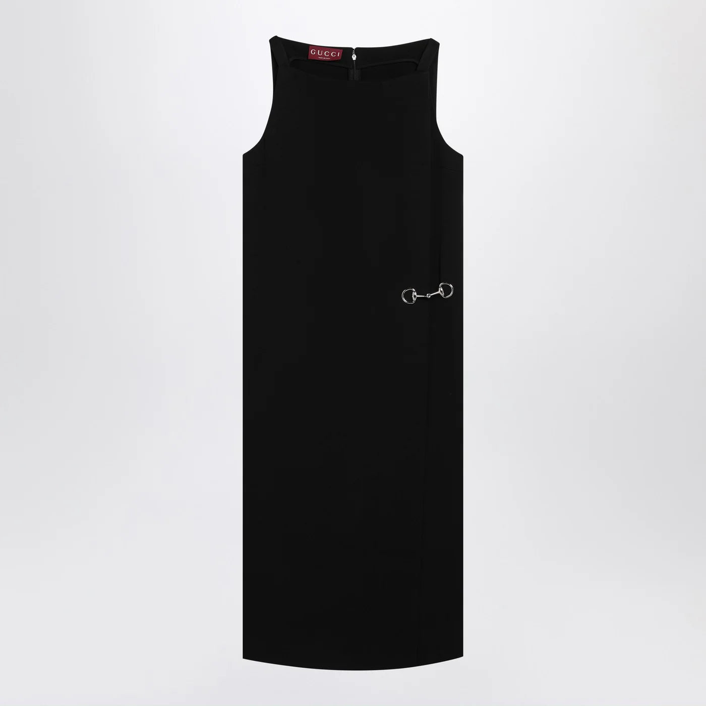 GUCCI Black viscose sablé dress with horsebit
