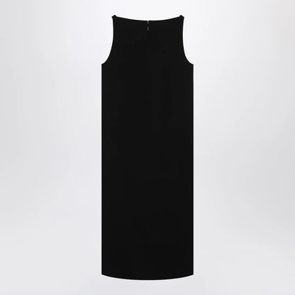 GUCCI Black viscose sablé dress with horsebit