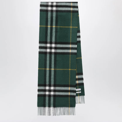 Burberry Cashmere Check scarf in dark fern green