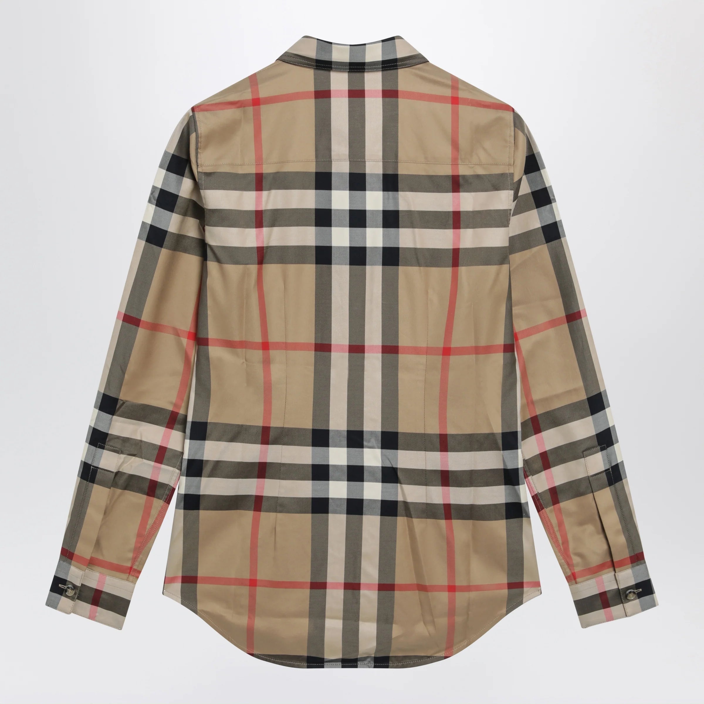Burberry Slim-fit cotton twill check shirt in archive beige