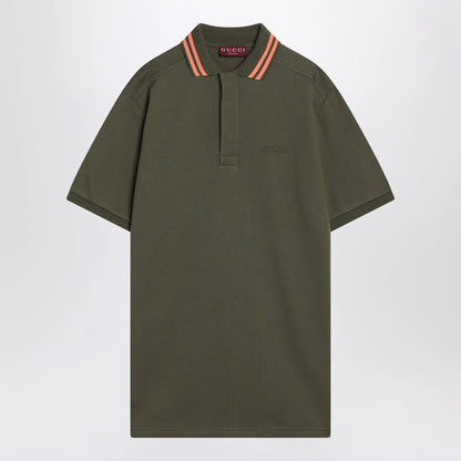 GUCCI Moss green polo in cotton blend