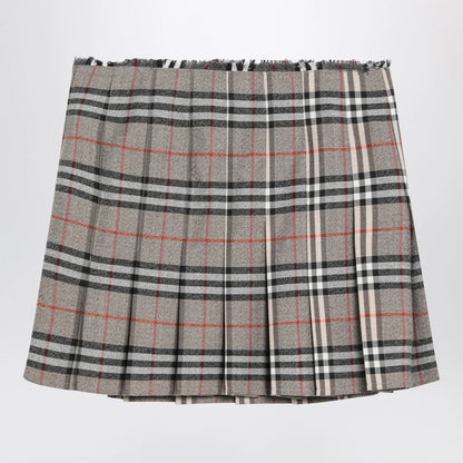 Burberry Grey wool kilt skirt with Check pattern