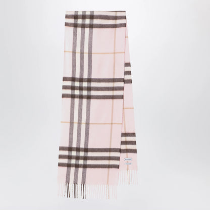 Burberry Pink cashmere scarf with a checked pattern