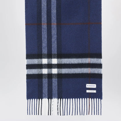 Burberry Blue cashmere scarf with a checked pattern