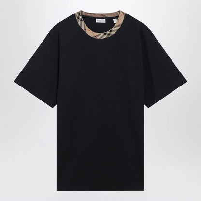 Burberry Navy T-shirt with Check trims