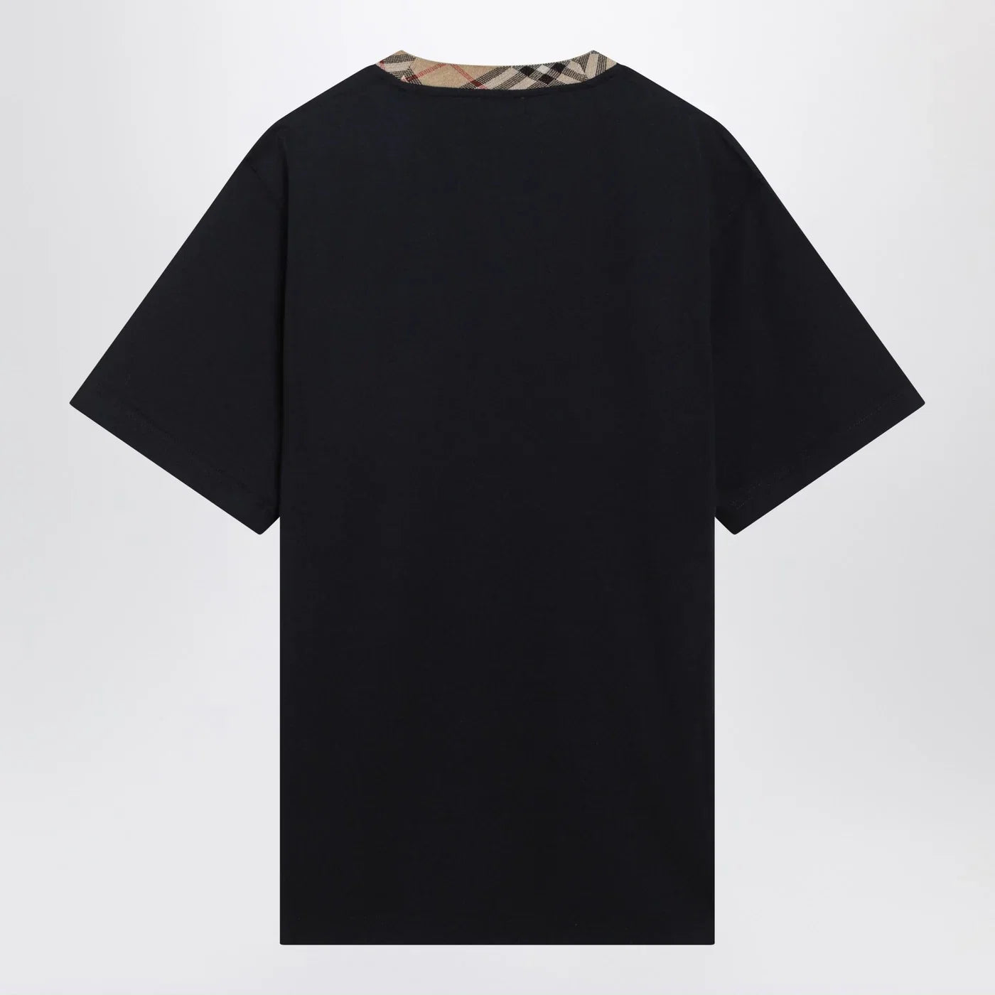 Burberry Navy T-shirt with Check trims