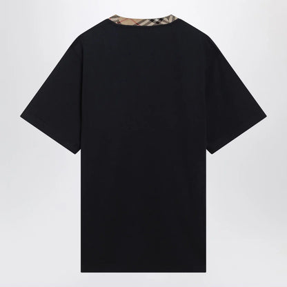 Burberry Navy T-shirt with Check trims